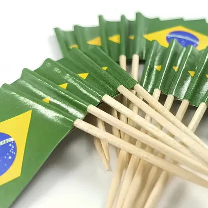 Palito Aperitivo C/ Bandeira Brasil C/ 100 Un