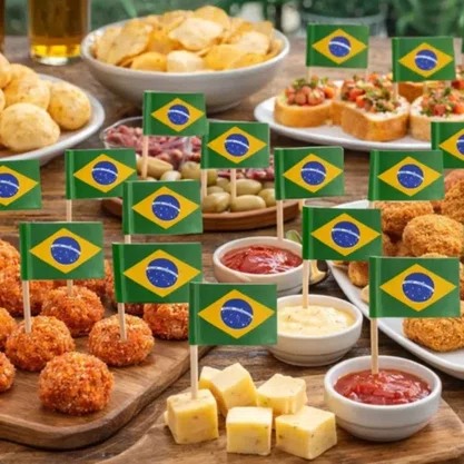Palito Aperitivo C/ Bandeira Brasil C/ 100 Un