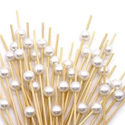 Palito Bambu Para Petisco 12 Cm Perola Branco com 20 Unidades Silverplastic