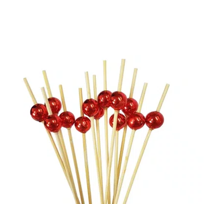 Palito Bambu Para Petisco 12 Cm Perola Vermelho com 20 Unidades Silverplastic