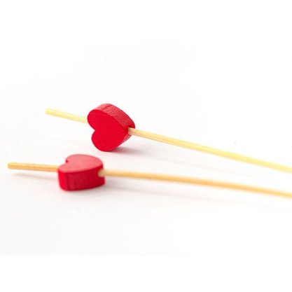 Palito C/ Coração Vermelho Yoss C/ 20 Un