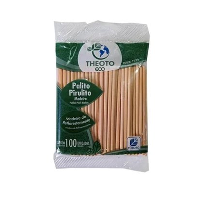 Palito Para Pirulito Madeira C/ 100un Theoto