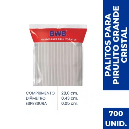 Palito Para Pirulito Plástico 28cm C/ 50 Un BWB