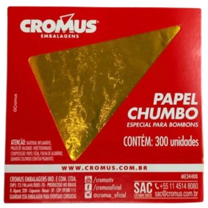 Papel Chumbo Amarelo 12Cm X 11,8Cm 300 Unidades Cromus