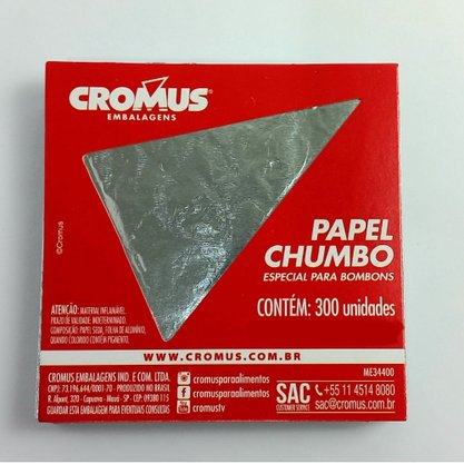 Papel Chumbo Prata 10Cm X 9,7Cm 300 Unidades Cromus
