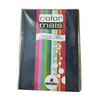 Papel Color Mais Azul Marinho 180g Romitec C/ 25 Fls