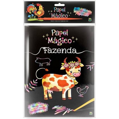 Papel Magico Fazenda 5 Folhas Preta + Bastao Todolivro