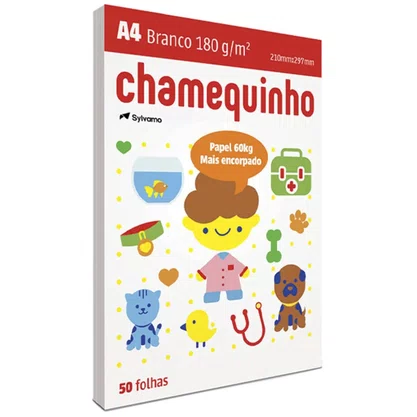 Papel Sulfite A4 Branco 180G 60Kg 50fls Chamequinho