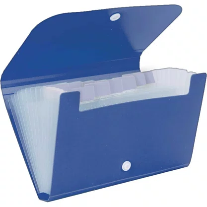 Pasta Sanfonada Plástica A4 c/ 12 Divisórias Azul Tilibra