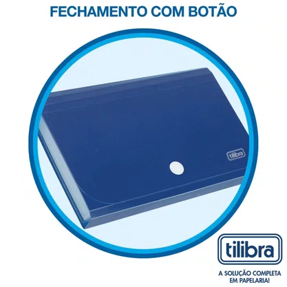 Pasta Sanfonada Plástica A4 c/ 12 Divisórias Azul Tilibra