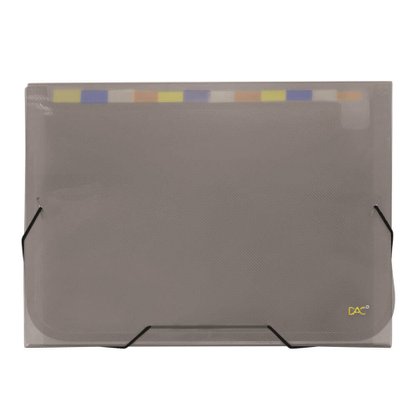 Pasta Sanfonada Plástica A4 com 12 Divisórias Fume Line DAC