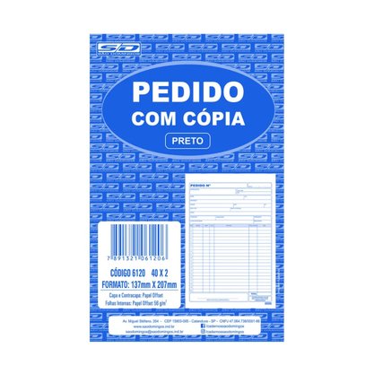 Pedido 2 Vias 1/18 Preto Folhas 40x2 São Domingos