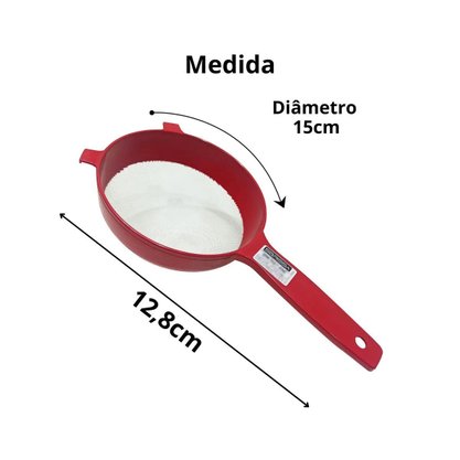 Peneira Plástica Sortida Cabo 15 Cm Ref 1002 Km Plásticos