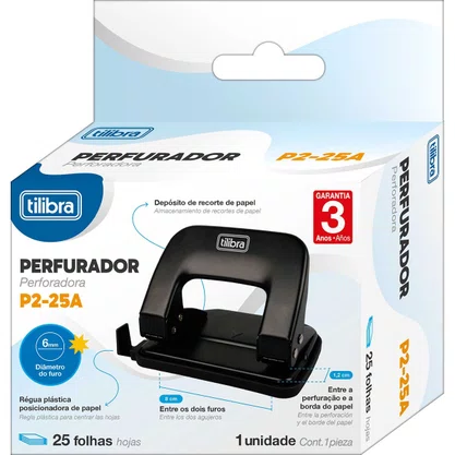 Perfurador P2-25A Até 25 Folhas Tilibra