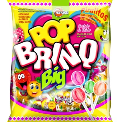 Pirulito Chiclete Big Sortida 425g Pop Brinq Toffano
