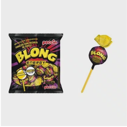 Pirulito Chiclete Blong Energy Peccin - Pacote com 24 Unidades