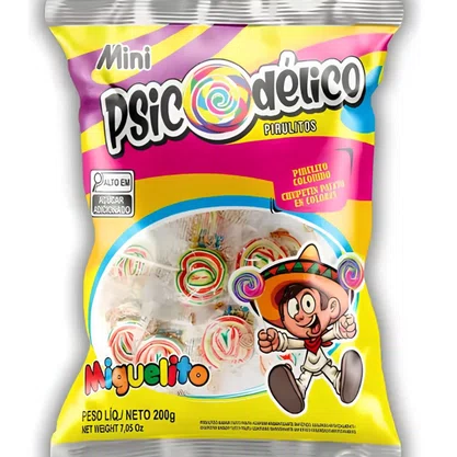 Pirulito Mini Psicodélico Miguelito - Pacote com 50 Unidades