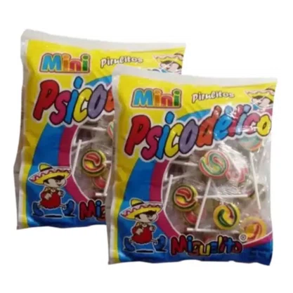 Pirulito Mini Psicodélico Miguelito - Pacote com 50 Unidades