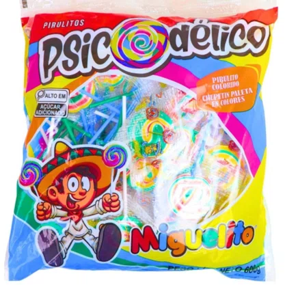 Pirulito Psicodélico P1 Miguelito - Pacote com 50 Unidades