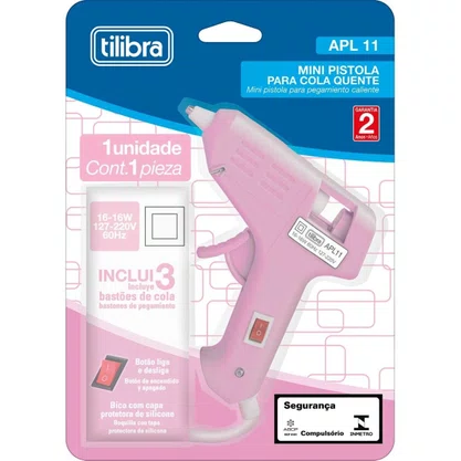 Pistola Cola Quente Fina APL 11 Rosa Tilibra