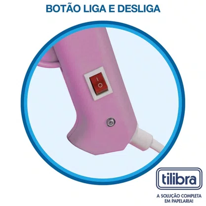 Pistola Cola Quente Fina APL 11 Rosa Tilibra