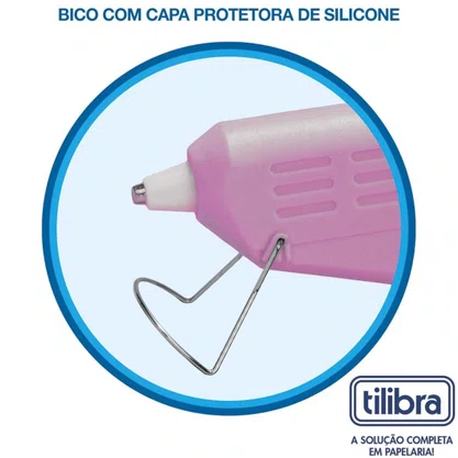 Pistola Cola Quente Fina APL 11 Rosa Tilibra