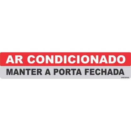 Placa Sinalização Ar Condicionado Manter a Porta Fechada Grespan