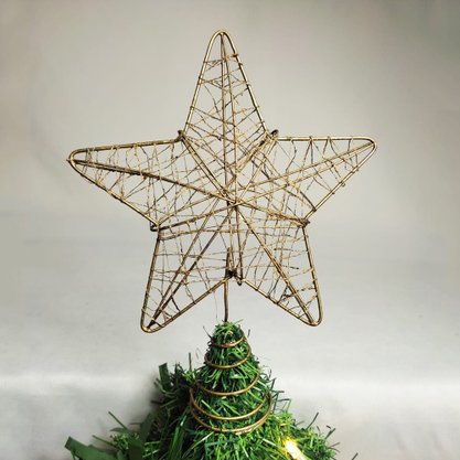 Ponteira de Árvore Estrela Detalhada 18cm Dourado Importado