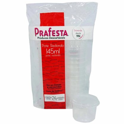 Pote Redondo 145ml C/24 Conjuntos Cristal PraFesta