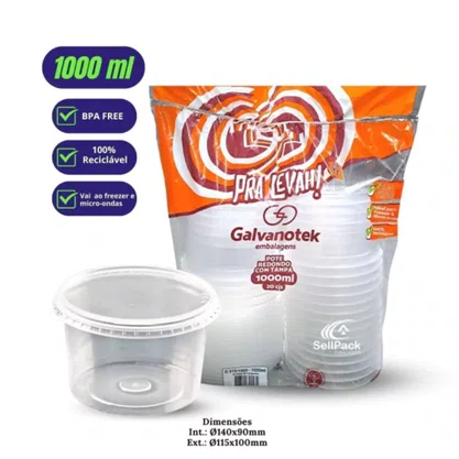 Pote Redondo com Tampa 1000ml com 20 Jogos Galvanotek
