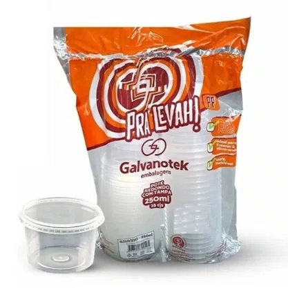 Pote Redondo Com Tampa 350ml Com 25 Unidades G310/350 Galvanotek