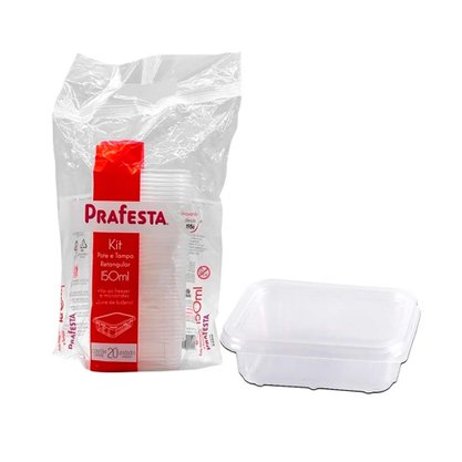 Pote Retangular 150ml C/20 Conjuntos Cristal PraFesta