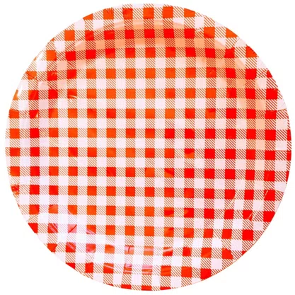 Prato de Papelão PR 18 Xadrez Vermelho - Kaixote | 8 Unidades