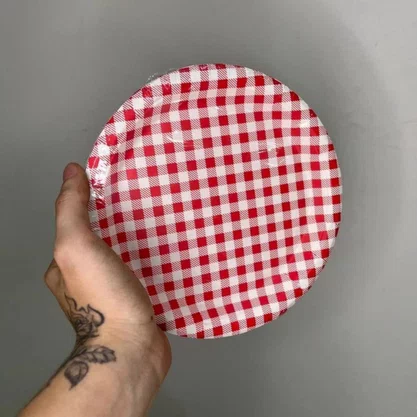 Prato de Papelão PR 18 Xadrez Vermelho - Kaixote | 8 Unidades