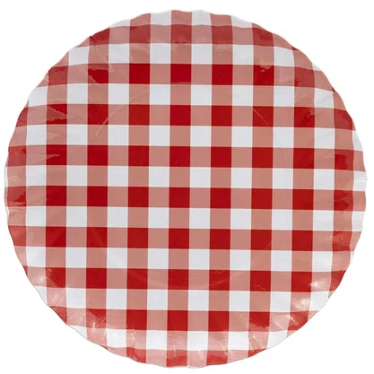 Prato de Papelão PR 18 Xadrez Vermelho - Kaixote | 8 Unidades