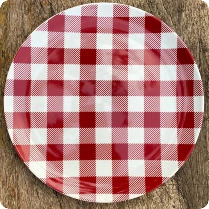 Prato de Papelão PR 18 Xadrez Vermelho - Kaixote | 8 Unidades