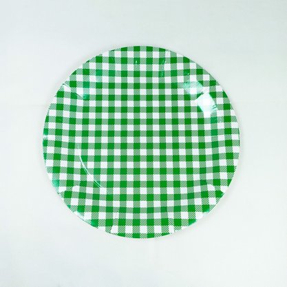 Prato De Papelão Pr18 Xadrez Verde Com 8 Unidades Kaixote