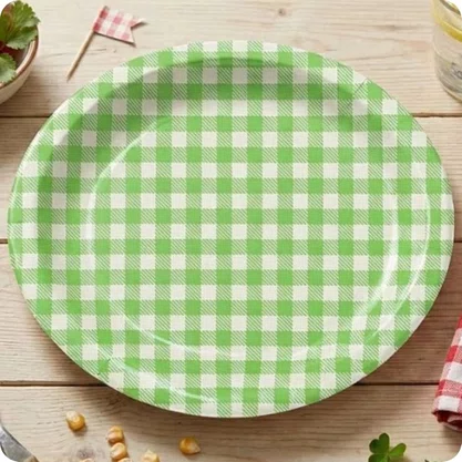 Prato De Papelão Pr18 Xadrez Verde Com 8 Unidades Kaixote