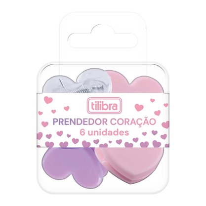Prendedor Coração Com 06 Unidades Tilibra