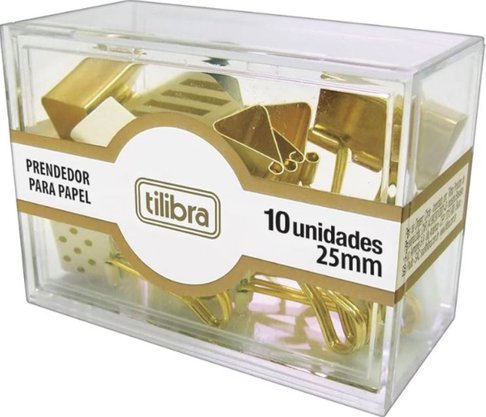 Prendedor de papel Dourado 28mm c/10 unidades Tilibra