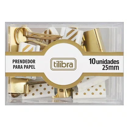 Prendedor de papel Dourado 28mm c/10 unidades Tilibra
