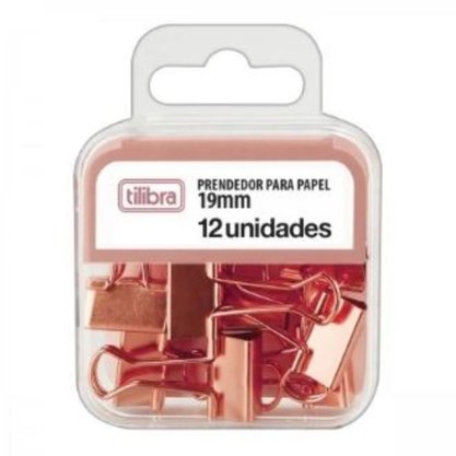 Prendedor Papel C/ Mola 19mm Rose Gold Tilibra 12u