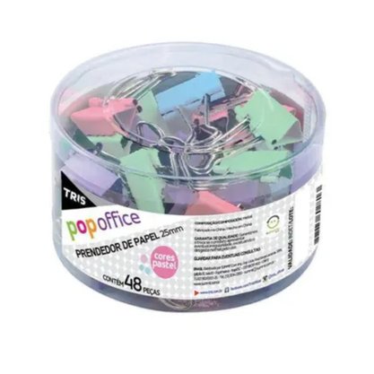 Prendedor Papel C/ Mola 25mm Cor Pastel Tris C/48u