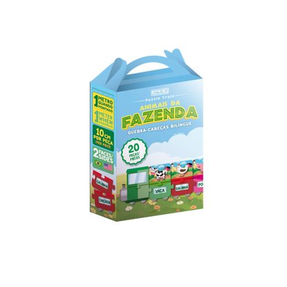 Quebra-Cabeça Animais Da Fazenda Bilingue 20 Peças Animativa