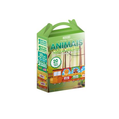 Quebra-Cabeça Animais Da Floresta Bilingue 20 Peças Animativa