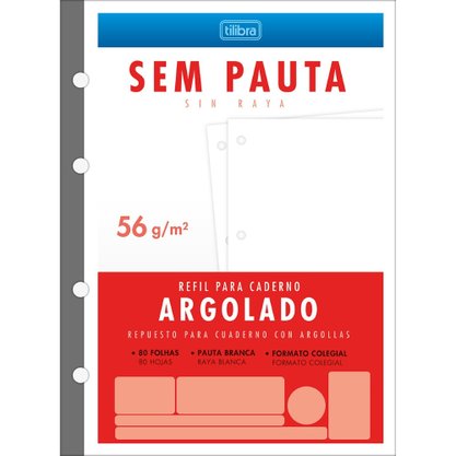 Refil para Fichário Universitário 80fls Sem Pauta Tilibra
