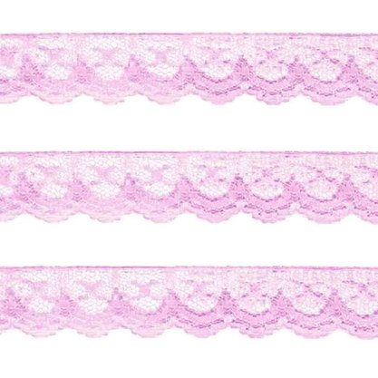 Renda Sintética Rosa Claro 1cm Metro