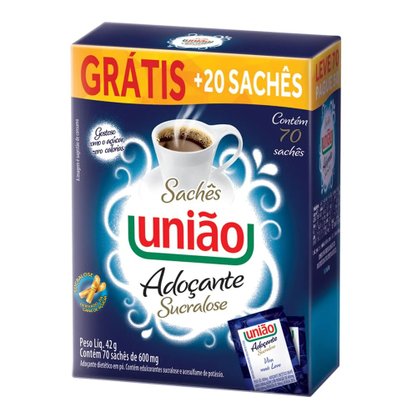 Sachês de Adoçantes Sucralose com 70 Sachês 42g União