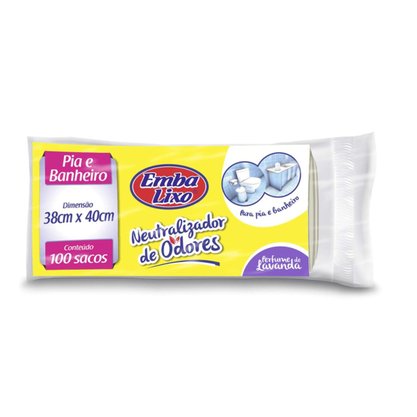 Saco de Lixo Leitoso 38x40 cm com Perfume de Lavanda Embalixo (Pacote com 100 Unidades)