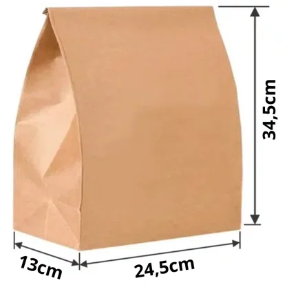 Saco Kraft Fundo Quadrado Fast Food 24x34,5x13 C/ 50 Unidades Embale Bem